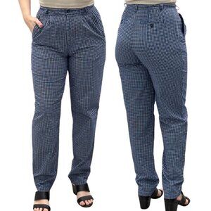 Tommy Hilfiger Vintage High Rise Pleated Tapered Straight Leg Pants in Blue